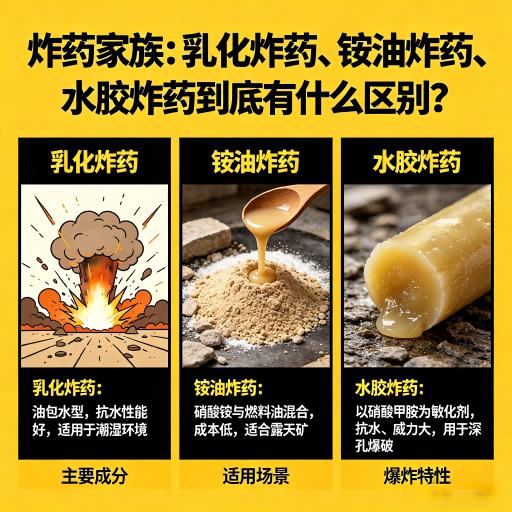五华炸药家族：乳化炸药、铵油炸药、水胶炸药到底有什么区别？